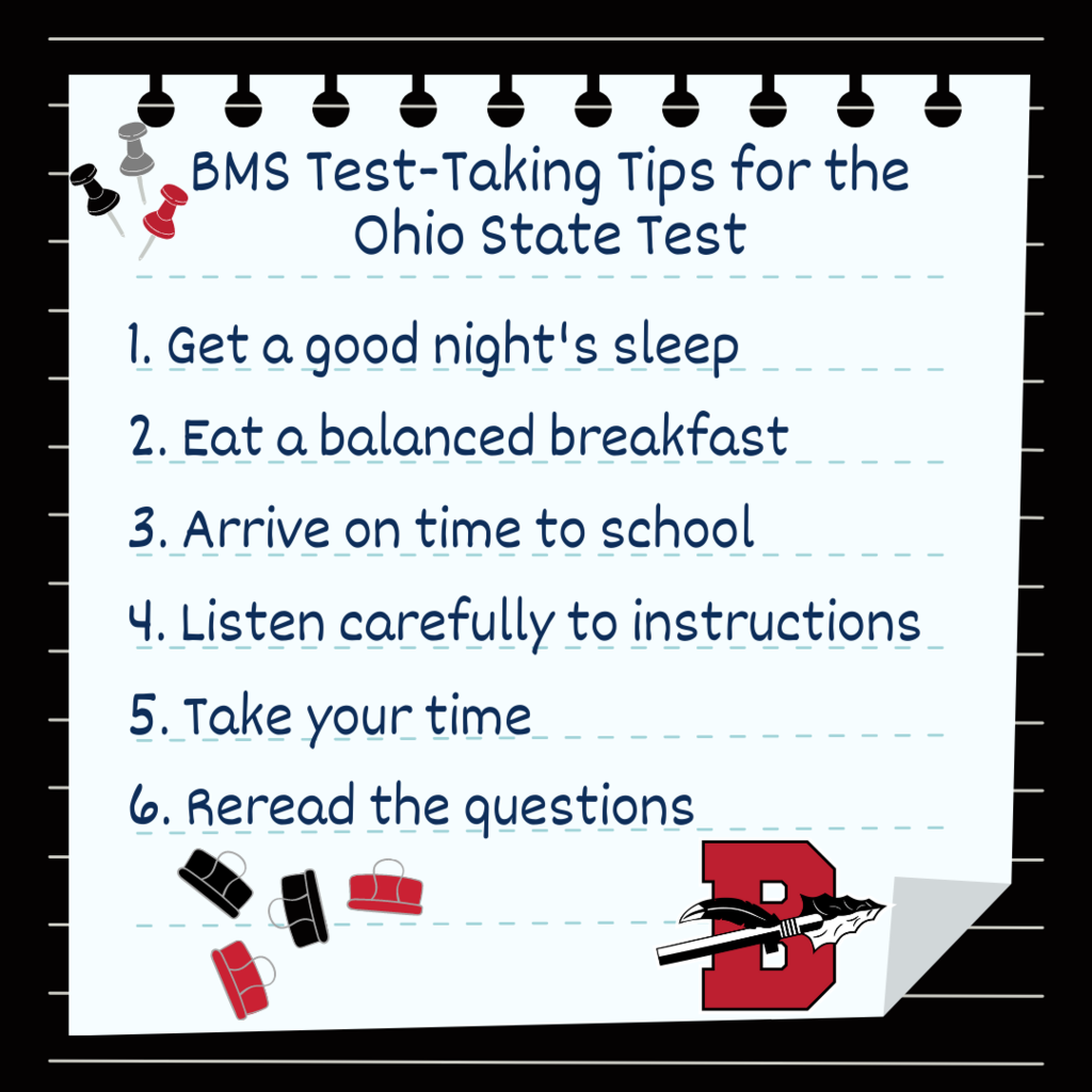 Ohio State Test Reminders